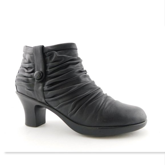 DANSKO Black Leather Pleated Button Ankle Boots 41 - Picture 1 of 7
